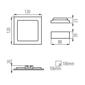 Stropné zapustené svietidlo LED 6W-WW-B IP44/20 obrazok-1