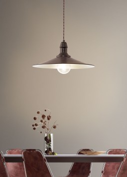 Závesné svietidlo STOCKBURY, antická hnedá, béžová, hnedý textilný kábel, Ø 360, V: 1500, bez žiarovky 1xE27, max. 60W 230V obrazok-1