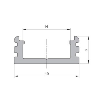 LED povrchový hliníkový profil XC14, strieborný, 19x8mm obrazok-2