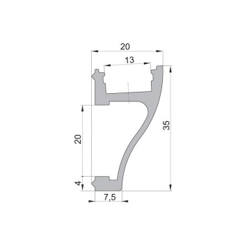 LED povrchový hliníkový profil XC16, strieborný, 35x20mm obrazok-3