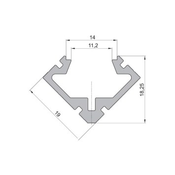 LED rohový hliníkový profil XC23, strieborný,19x19mm obrazok-2