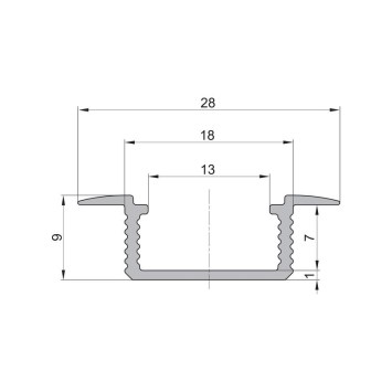 LED zápustný hliníkový profil CC18, čierny, 28x9mm obrazok-1